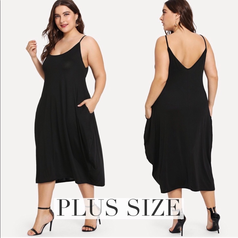 Plus Size Black Tank Dress with Pockets - Picture 1 of 1